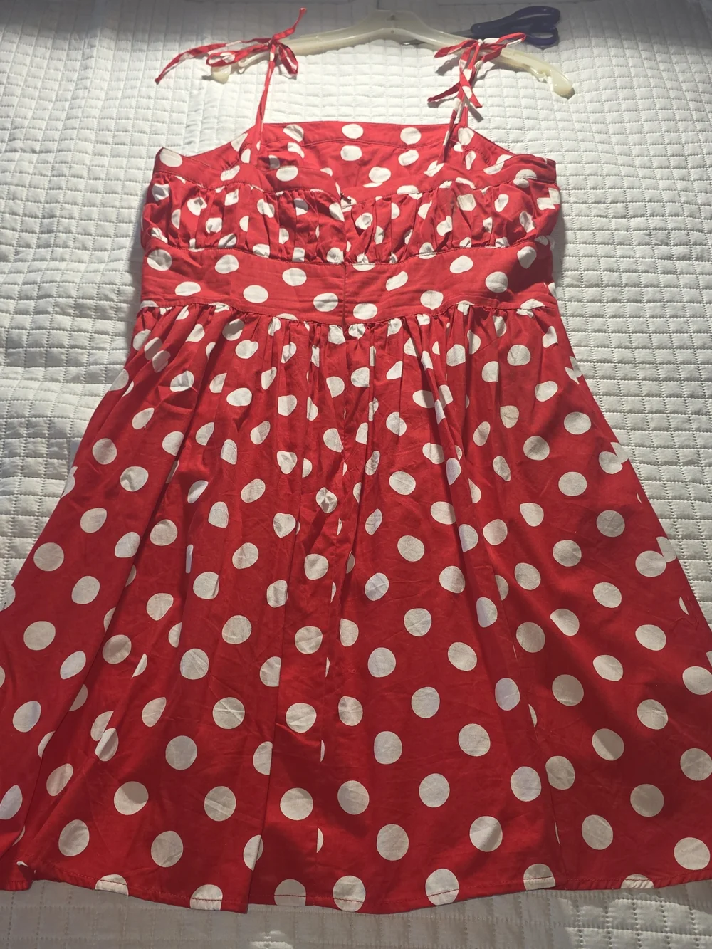Womens Red and White Polka Dot Dress